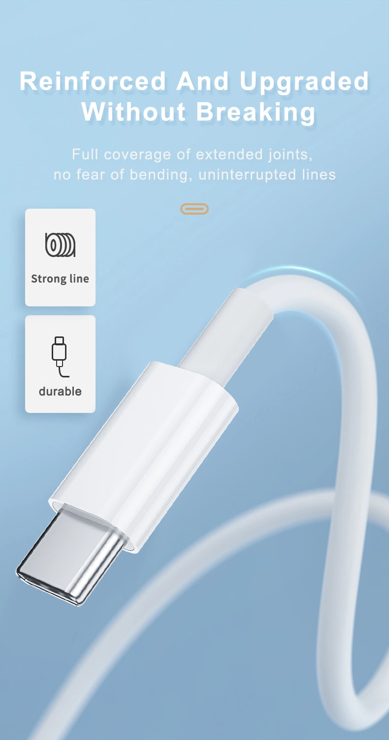 1m/2m White for iPhone Original Shape ABS Shell Charging Data Cable Type-C to Lightning Pd 20W Fast Charging Cable