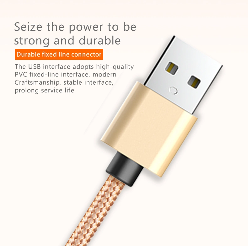 Zinc Alloy Nylon Weave Fast Charging Lightning USB Data Cable for Apple iPhone Handphone